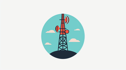 Flat modern logo design of a radio tower