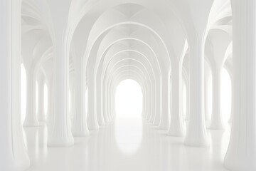 3D rendering corridor pillars background,3d render of a corridor with columns, 3d rendering white...