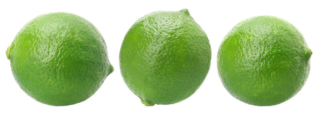Natural fresh lime isolated, transparent PNG, PNG format, full depth of field, cut out, collection