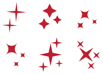 Sparkle stars vector icon set red