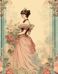Victorian Valentines Day love Digital Paper 
