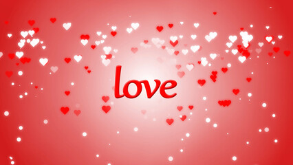 Happy Valentines Day love text and Hearts  singe.