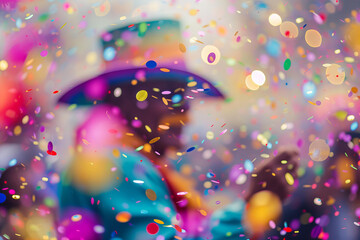 Barranquilla carnival , blurred confetti abstract background , selective focus