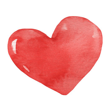 Watercolor red hearts. Valentine's Day. Colorful watercolor romantic texture. Llovely card