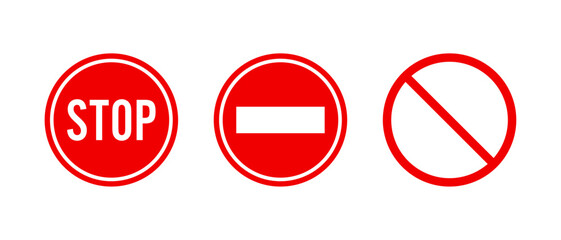 Red stop sign icon set