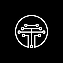 letter t tech logo icon design