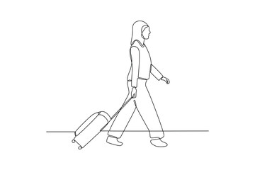 One continuous line drawing of Journey or trip concept. Doodle vector illustration in simple linear style.