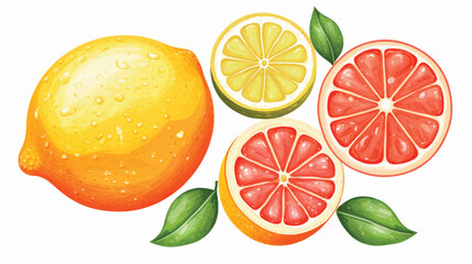 Watercolor citrus fruits vector illustration cartoon - obrazy, fototapety, plakaty