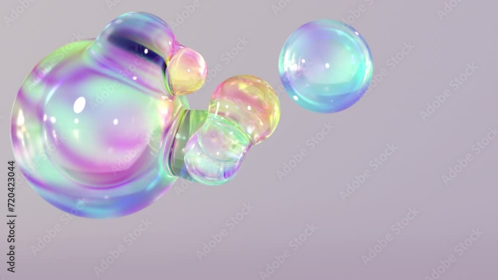 Aufkleber transforming liquid blobs in a metaball animation. 3d abstract colorful metaballs in the background.