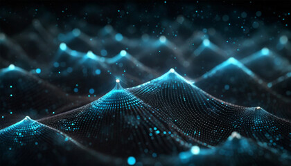 Futuristic Neural Network Rendered in Striking Blue with Depth of Field