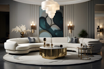 A family lounge with an Art Deco style