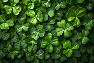 St. Patrick's Day Celebration: Green St. Patrick's Day Background for Festive Greetings, Four-leaf green clover for good luck on St. Patrick's Day, st. Patrick's Day abstract, Generative Ai - obrazy, fototapety, plakaty