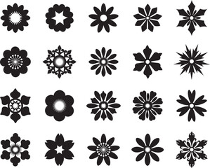 set of geometric flowers. collection of stylized flower shapes