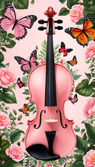 violin and rose