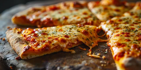 Selbstklebende Fototapeten slice of pizza with melting cheese. AI generative. © Dar1930