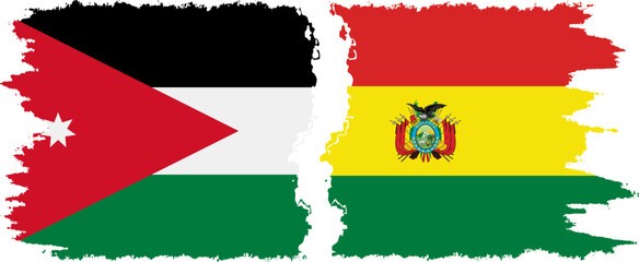 Bolivia and Jordan grunge flags connection vector
