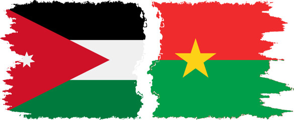 Burkina Faso and Jordan grunge flags connection vector