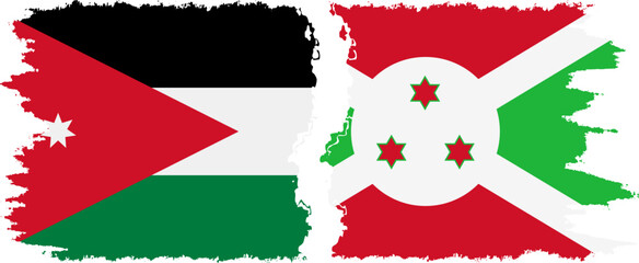 Burundi and Jordan grunge flags connection vector