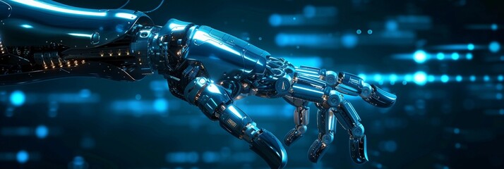 Artificial intelligence robot hand with a technological feel background, generative AI, background image