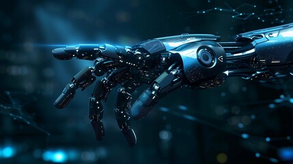 Artificial intelligence robot hand with a technological feel background, generative AI, background image