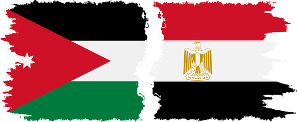 Egypt and Jordan grunge flags connection vector