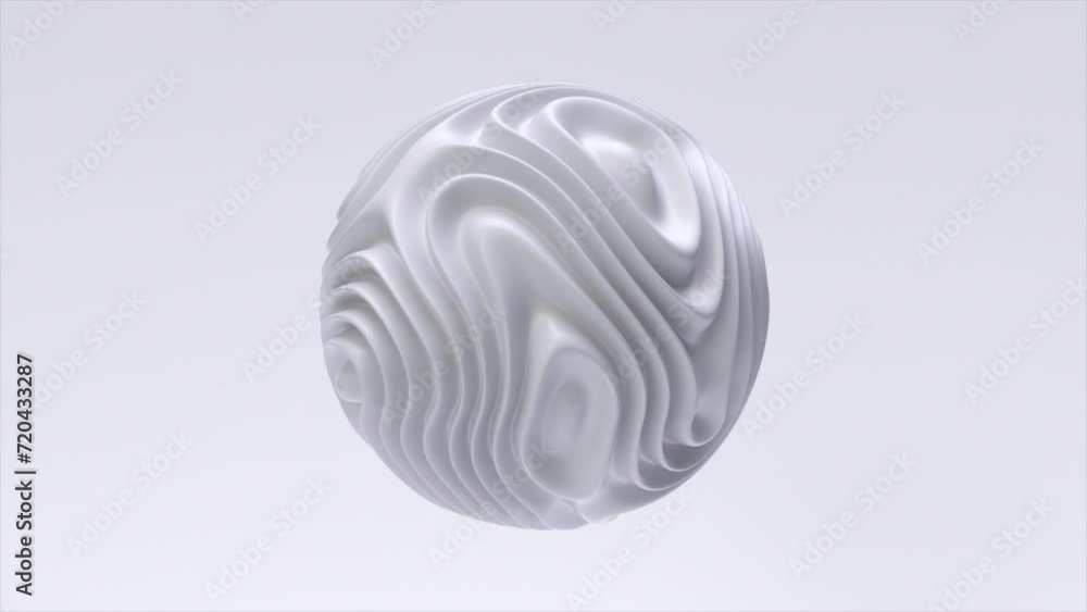 Poster hypnotic cyclic animation of the sphere. endless animation of 3d waves. cyclic smooth motion design.