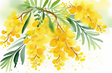 Yellow mimosa. 8 march day background, mimosa is traditional flowers for international women's day 8 of march.
