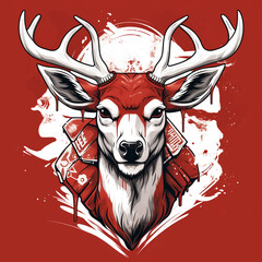 mascot deer color red and white сreated with Generative Ai