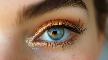 Obraz premium Close-Up of Radiant Copper Eyeshadow and Lush Lashes for Glamour Events