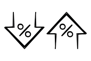 Up and down percent arrows hand drawn
