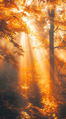 autumn sunbathing across a forest