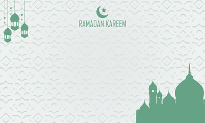 Beautiful Ramadan Banner Vector Design With Mosque and Islamic Ornaments and lights