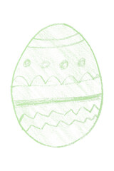 Drawing green Easter eggs isolated on transparent background.