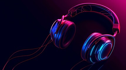 headphones on black background