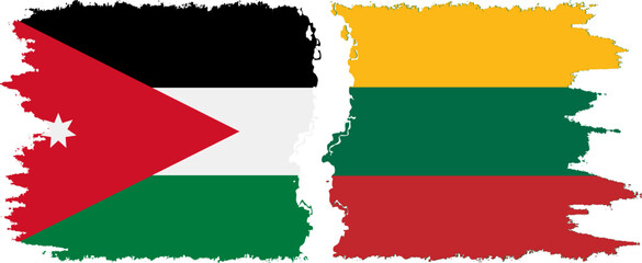 Lithuania and Jordan grunge flags connection vector