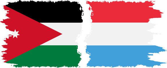 Luxembourg and Jordan grunge flags connection vector