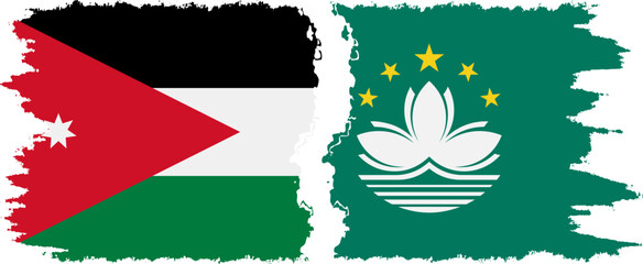 Macau and Jordan grunge flags connection vector