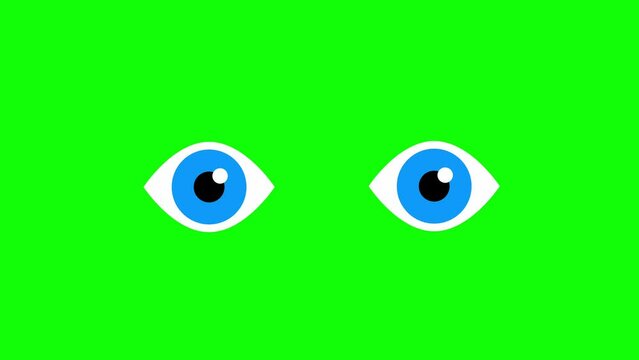 Cartoon Eye Blink on Green Screen Animation.