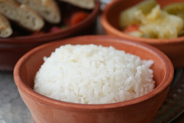 Closeup of Cooked white rice 