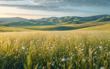 Fototapeta premium Panoramic Rolling Hills and Gentle Meadows