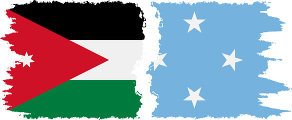 Federated States of Micronesia and Jordan grunge flags connection v