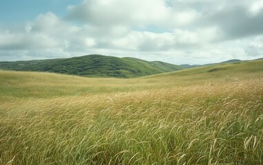 Panoramic Rolling Hills and Gentle Meadows