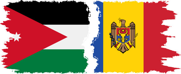 Moldova and Jordan grunge flags connection vector