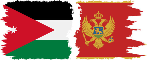 Montenegro and Jordan grunge flags connection vector