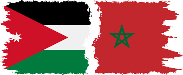 Morocco and Jordan grunge flags connection vector