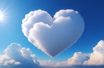 Fototapeta premium heart shaped cloud in the blue sky