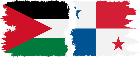 Panama and Jordan grunge flags connection vector