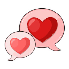 Pink Speech Bubble With Red Heart Vector Illustration
