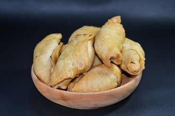 Pisang molen, a typical Indonesian food made from bananas wrapped in a sheet of pastry dough and then deep-fried.