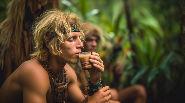 Young Man Taking ayahuasca
